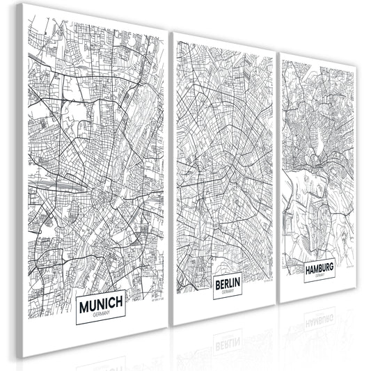 Weltkarte als Leinwandbild - Wandbild - German Metropolises (Collection)
