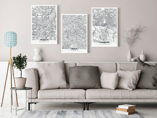 Weltkarte als Leinwandbild - Wandbild - German Metropolises (Collection)