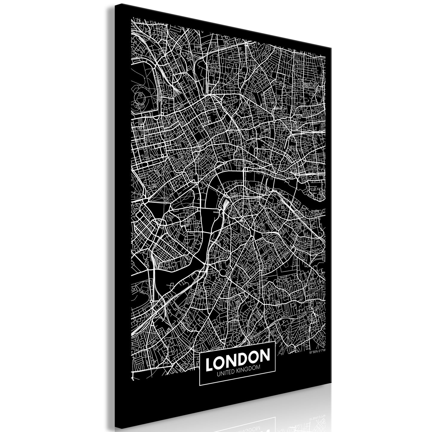 Weltkarte als Leinwandbild - Wandbild - Dark Map of London (1 Part) Vertical