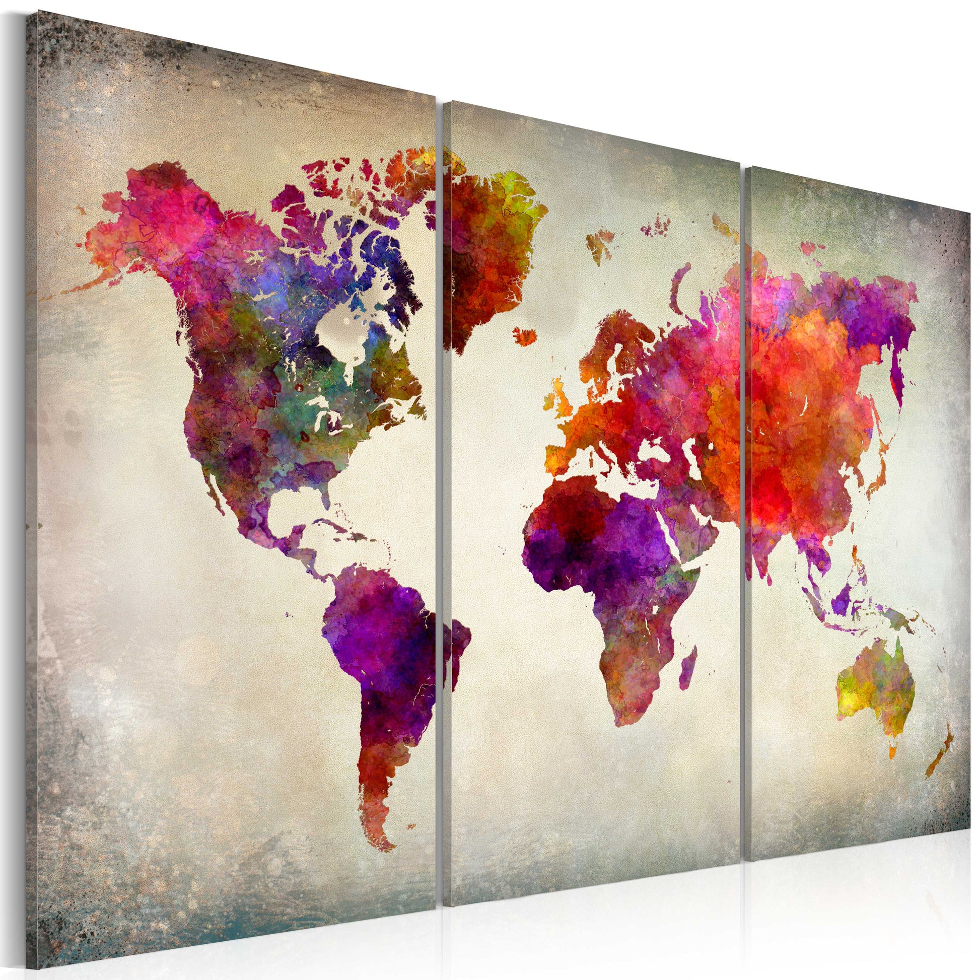 Weltkarte als Leinwandbild - Wandbild - Die Welt - Mosaik der Farben