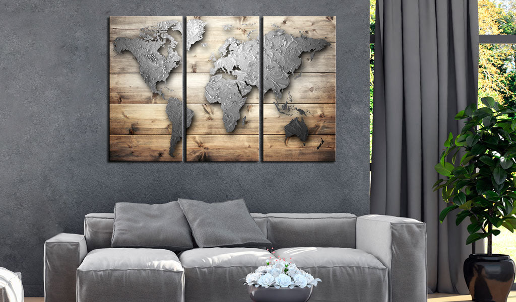 Pinnwand - Weltkarte Doors to the World (3-teilig) - WELTKARTEN24