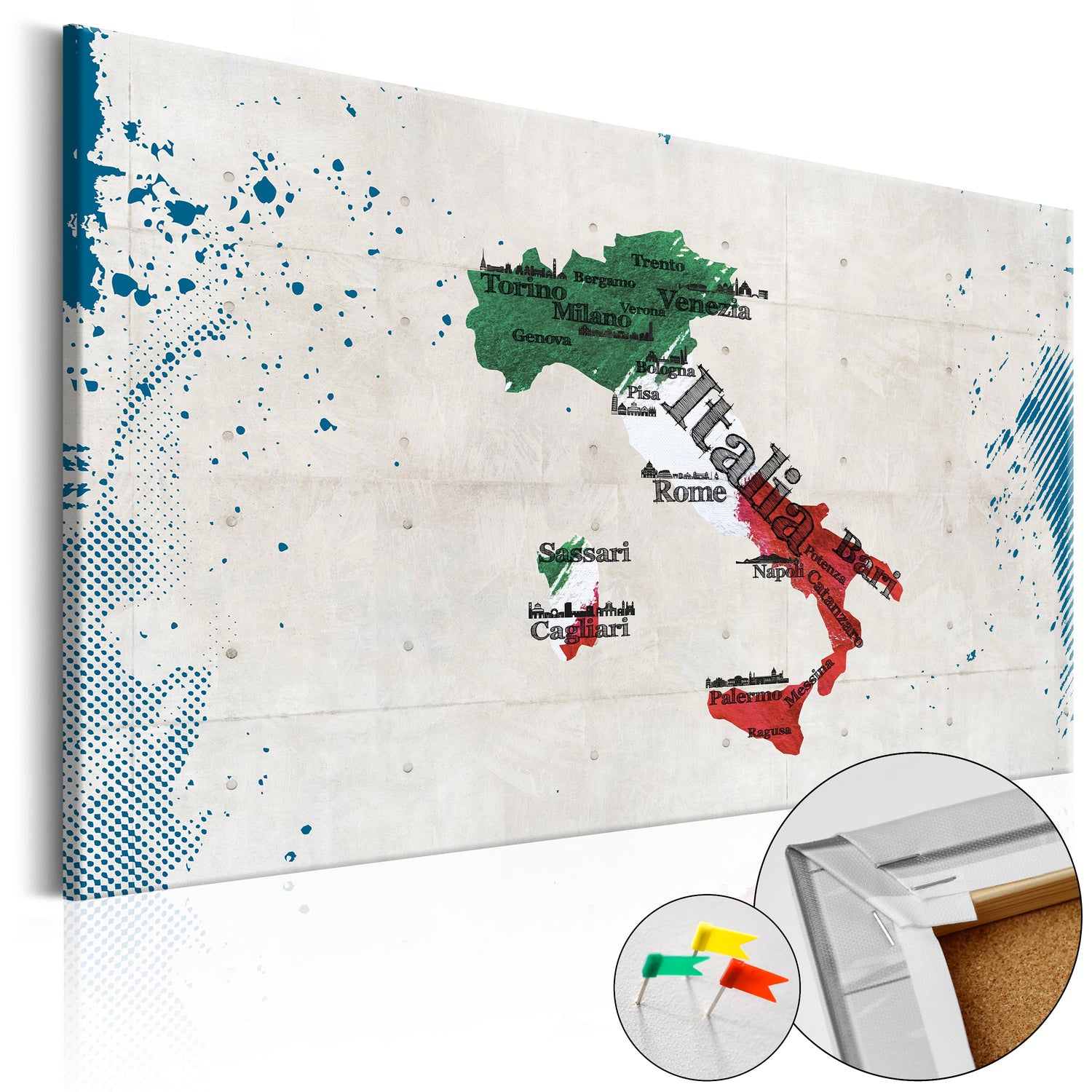 Pinnwand - Weltkarte Italy - WELTKARTEN24