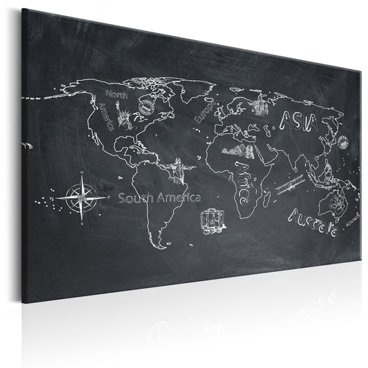 Weltkarte als Leinwandbild - Wandbild - World Map: Travel broadens the Mind