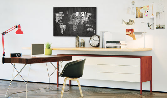 Weltkarte als Leinwandbild - Wandbild - World Map: Mundo Negro