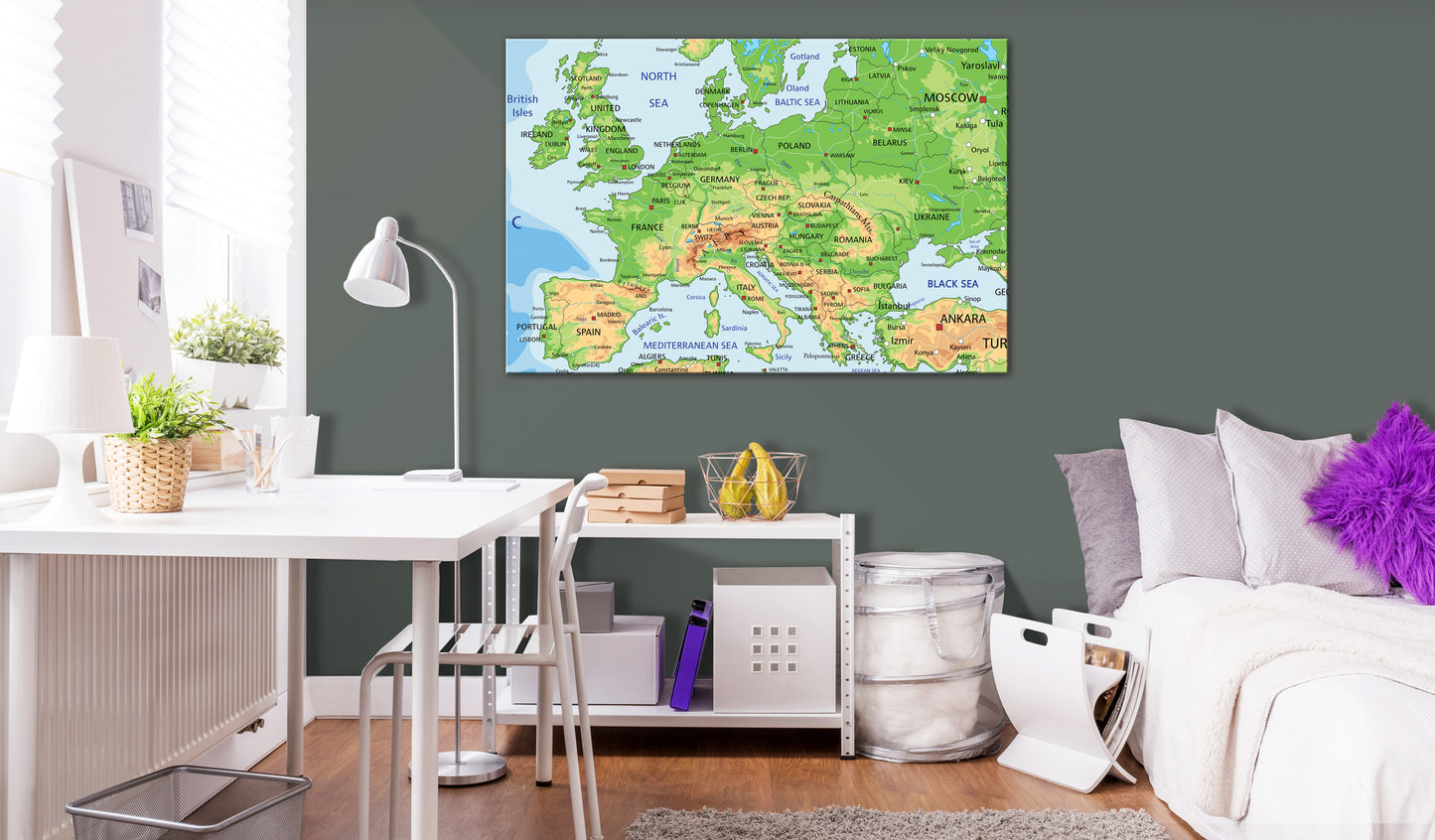Weltkarte als Leinwandbild - Wandbild - Map of Europe