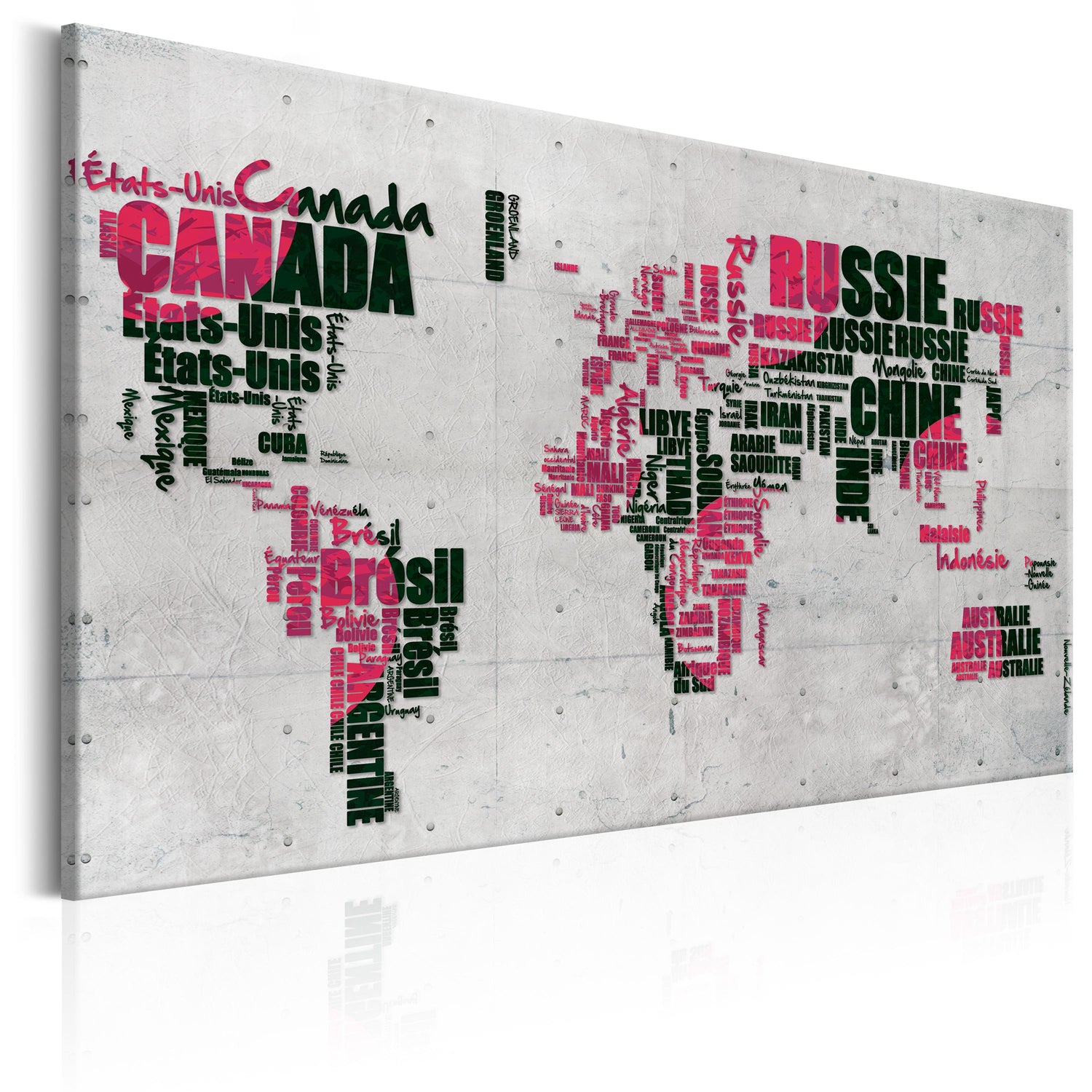 Weltkarte als Leinwandbild - Wandbild - World Map: The French Connection (FR)