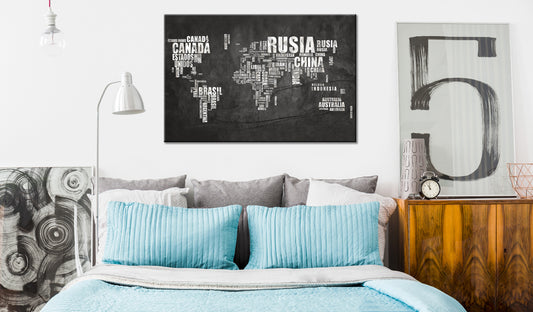 Weltkarte als Leinwandbild - Wandbild - World Map: Spanish Geography (ES)