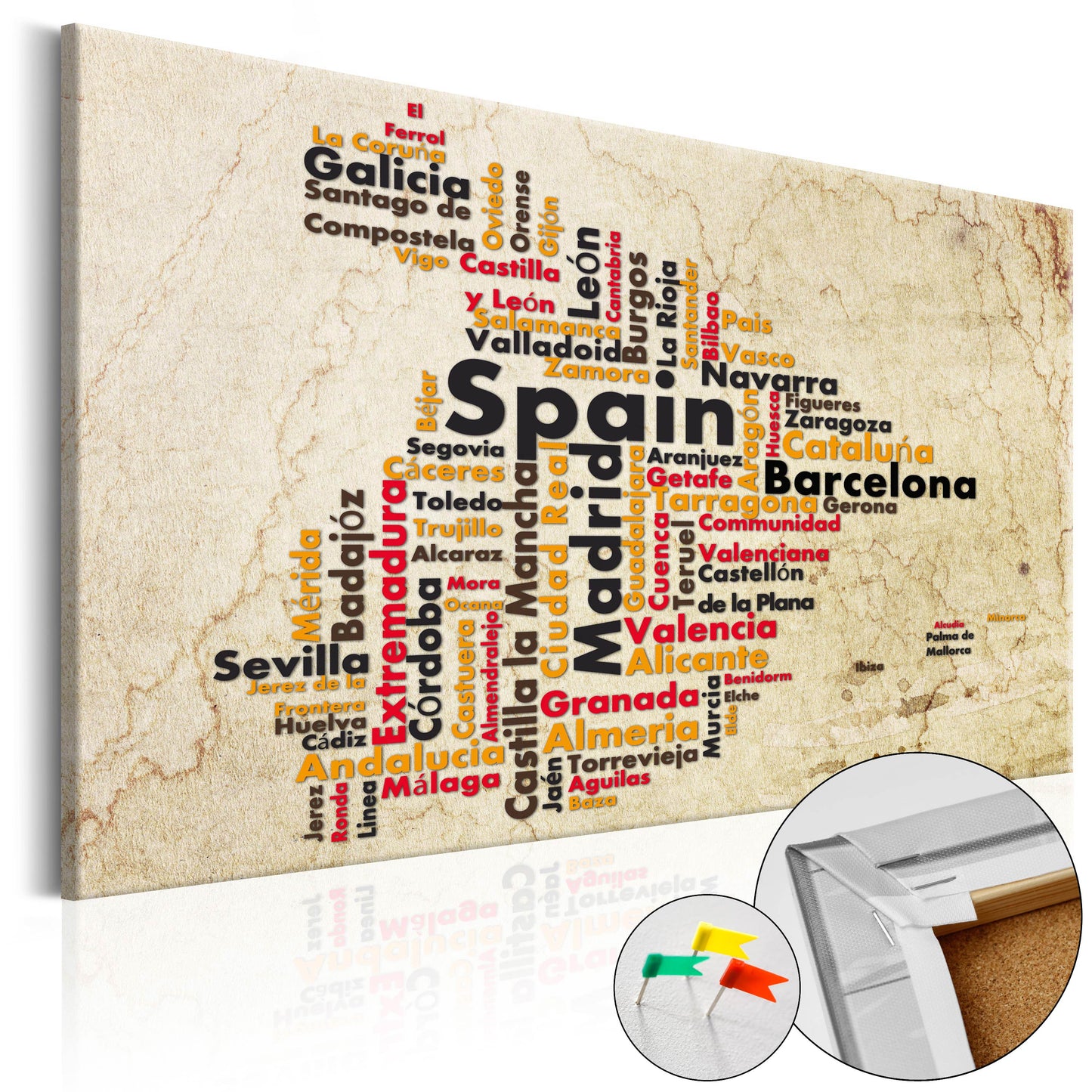Pinnwand - Weltkarte Spanish Cities (ES) - WELTKARTEN24