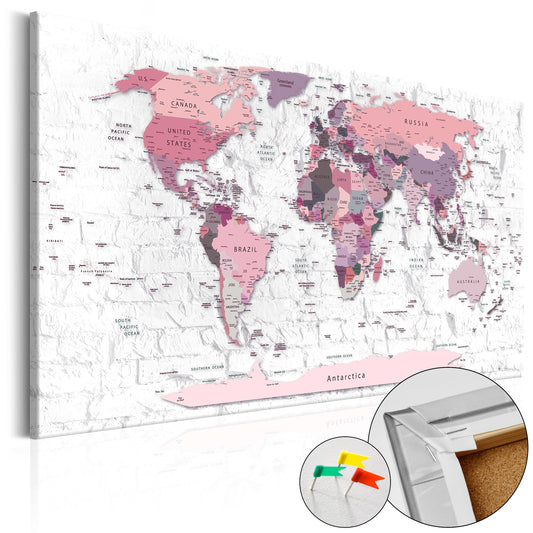 Pinnwand - Weltkarte Pink Frontiers - WELTKARTEN24