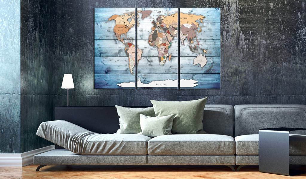 Weltkarte als Leinwandbild - Wandbild - Sapphire Travels