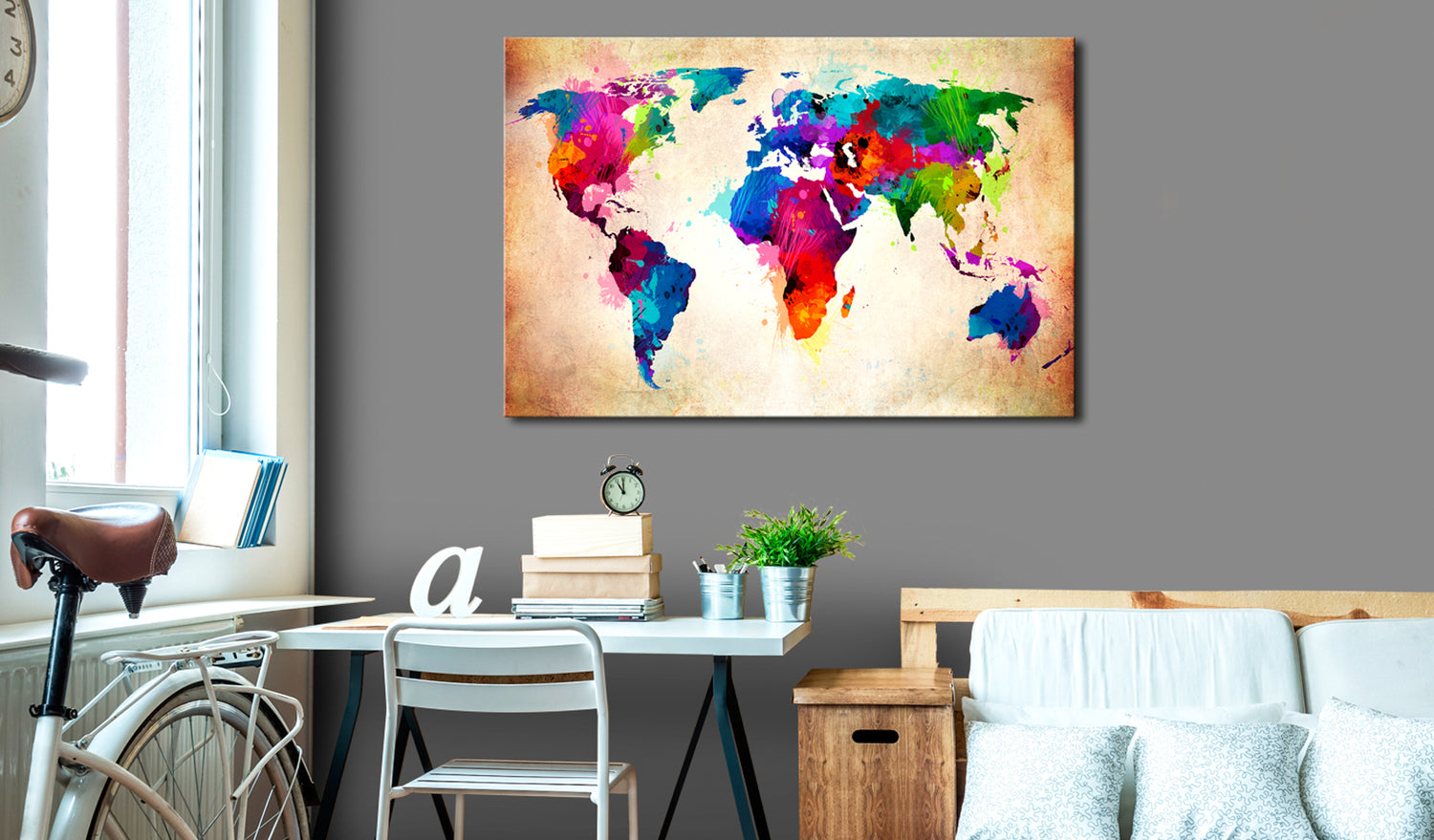 Weltkarte als Leinwandbild - Wandbild - Colourful Ranger