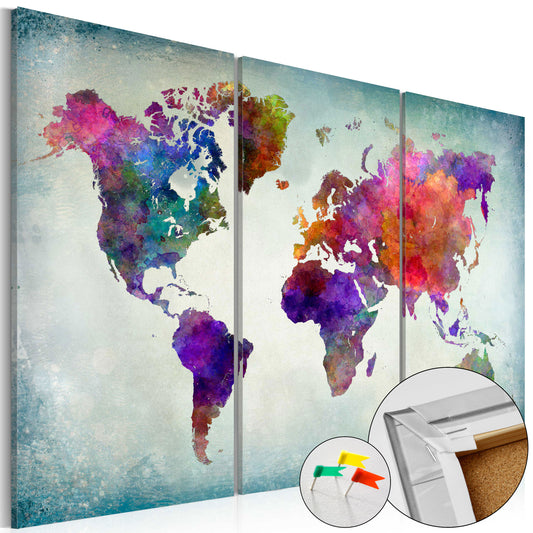 Pinnwand - Weltkarte World in Colors (3-teilig) - WELTKARTEN24