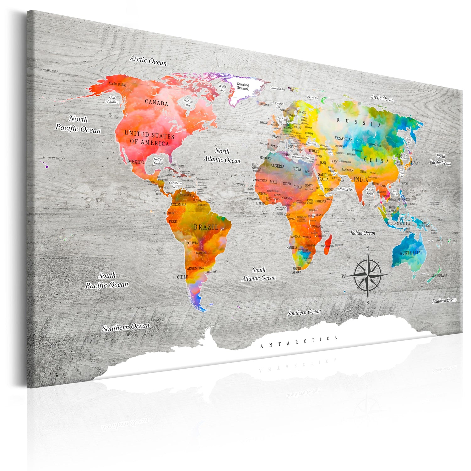 Weltkarte als Leinwandbild - Wandbild - Multicolored Travels