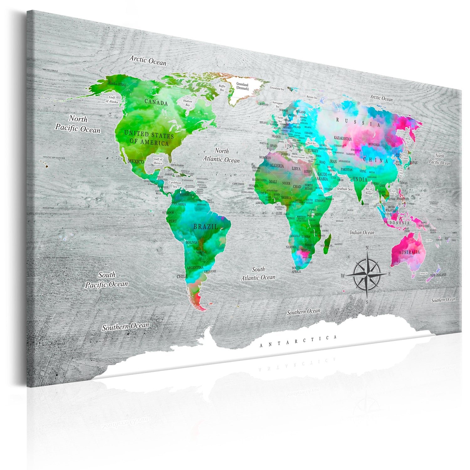 Weltkarte als Leinwandbild - Wandbild - World Map: Green Paradise