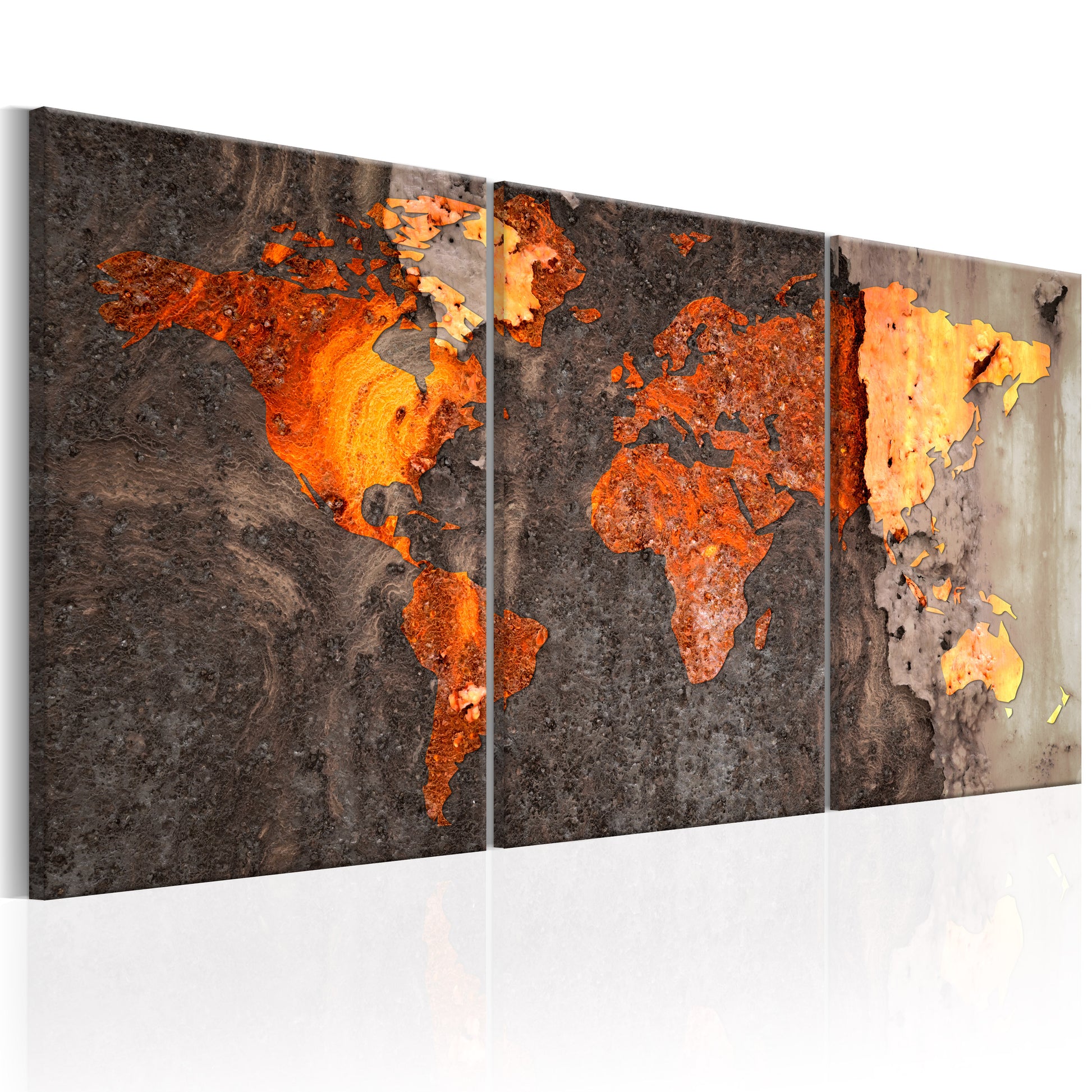 Weltkarte als Leinwandbild - Wandbild - World Map: Rusty World