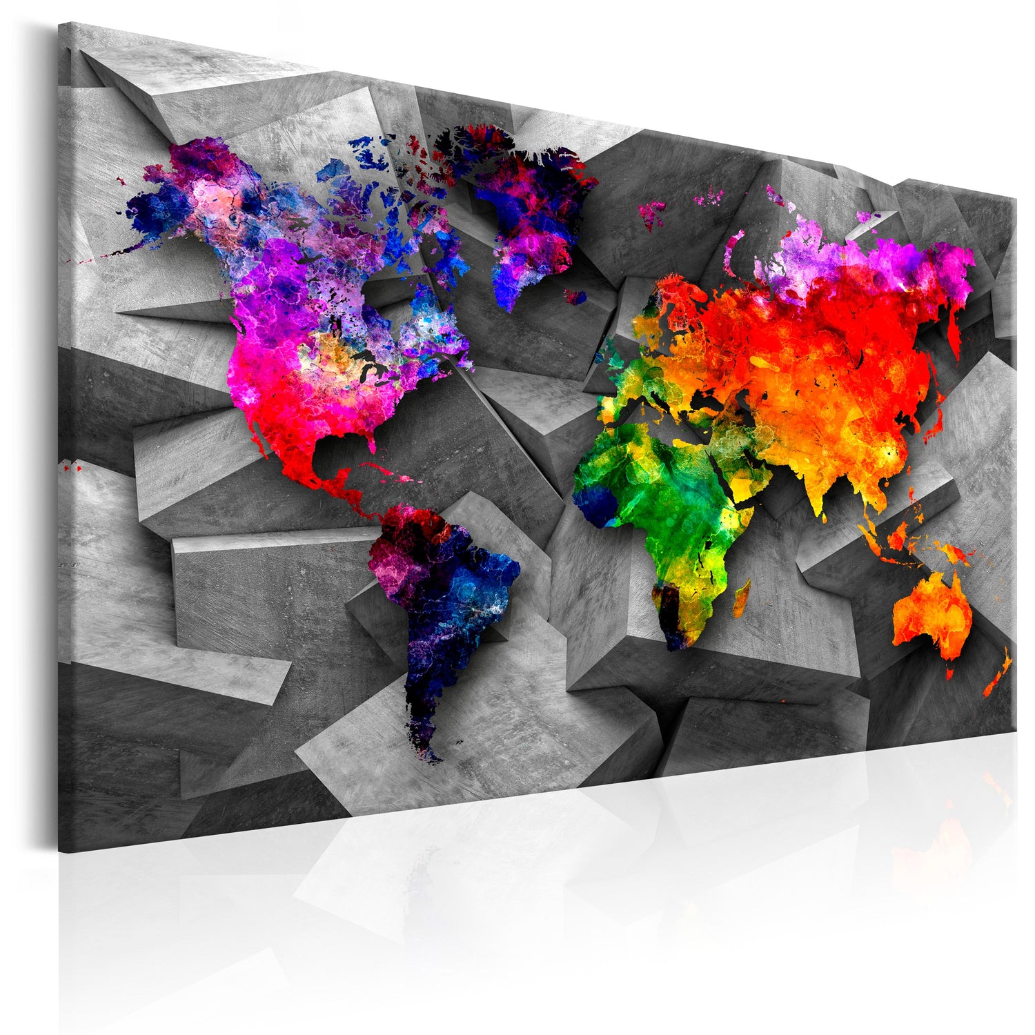 Weltkarte als Leinwandbild - Wandbild - Cubic World