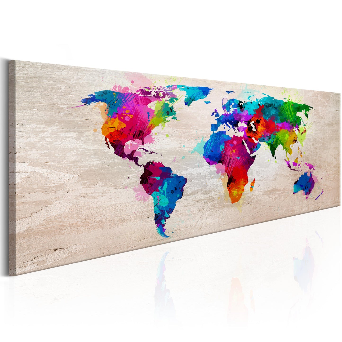 Weltkarte als Leinwandbild - Wandbild - World Map: Finesse of Colours