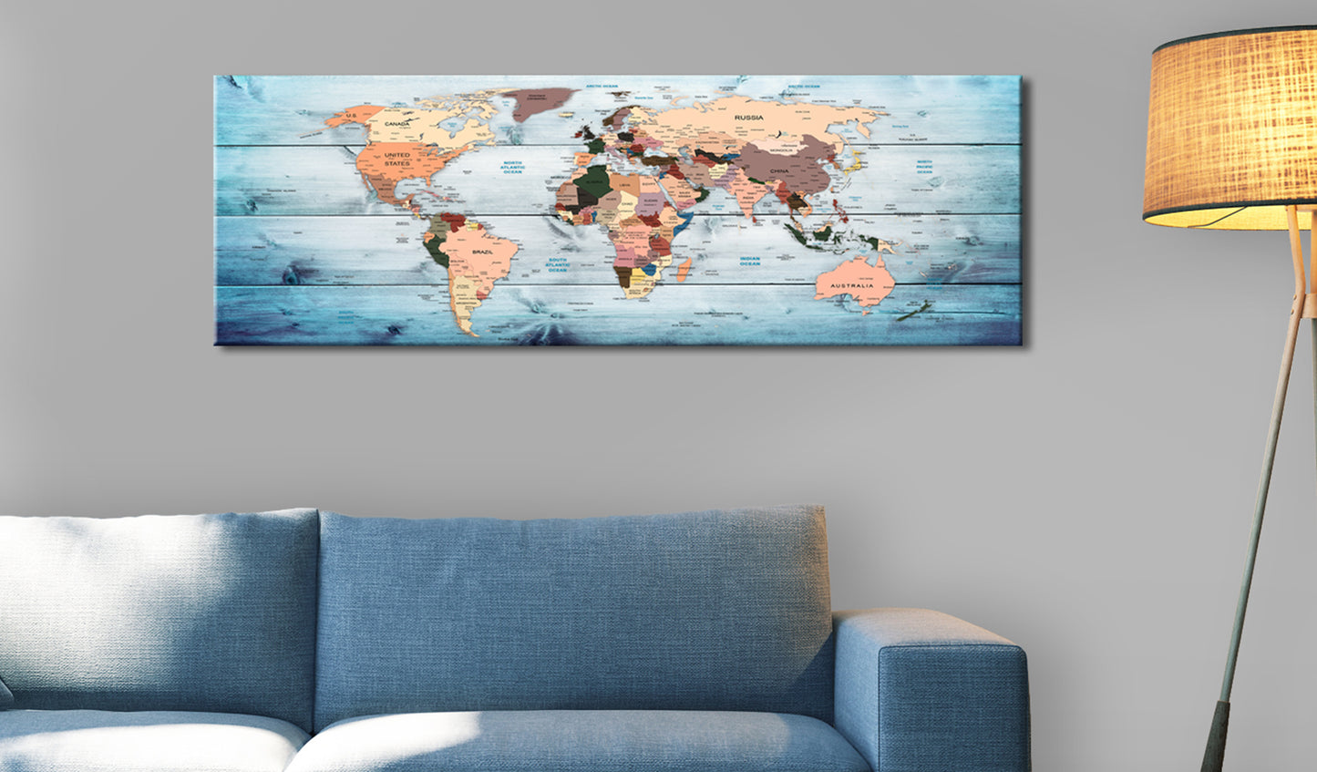 Weltkarte als Leinwandbild - Wandbild - World Maps: Sapphire Travels