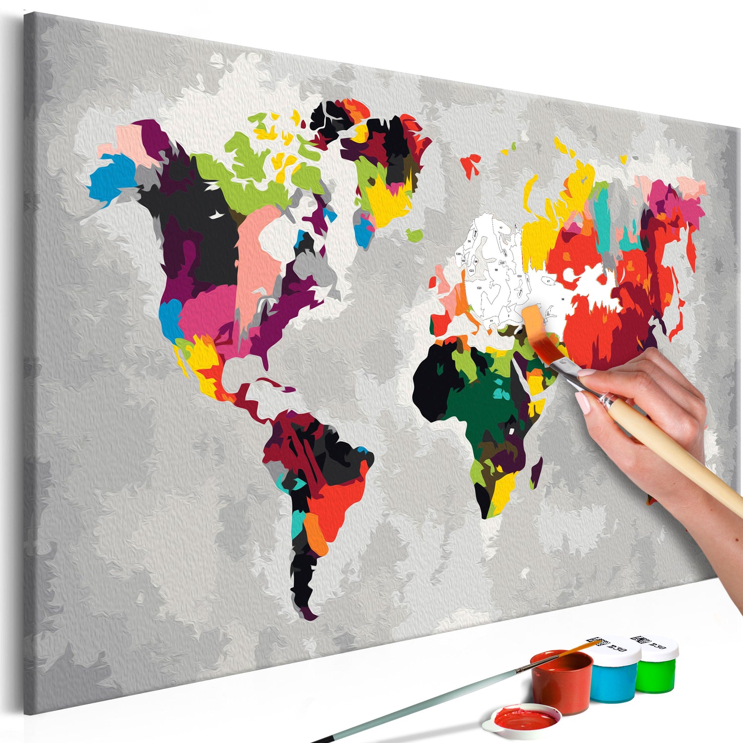 Malen nach Zahlen - Weltkarte (Helle Farben) - WELTKARTEN24