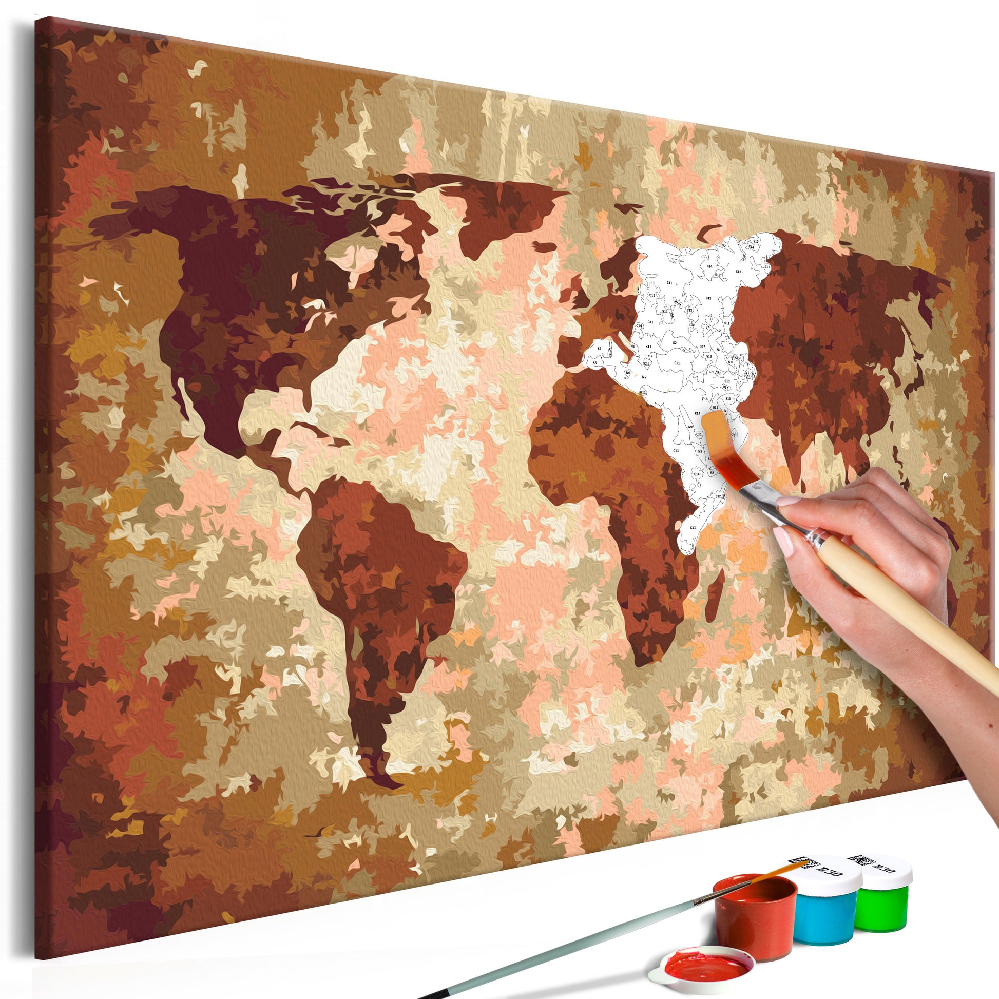 Malen nach Zahlen - Weltkarte (Erdfarben) - WELTKARTEN24