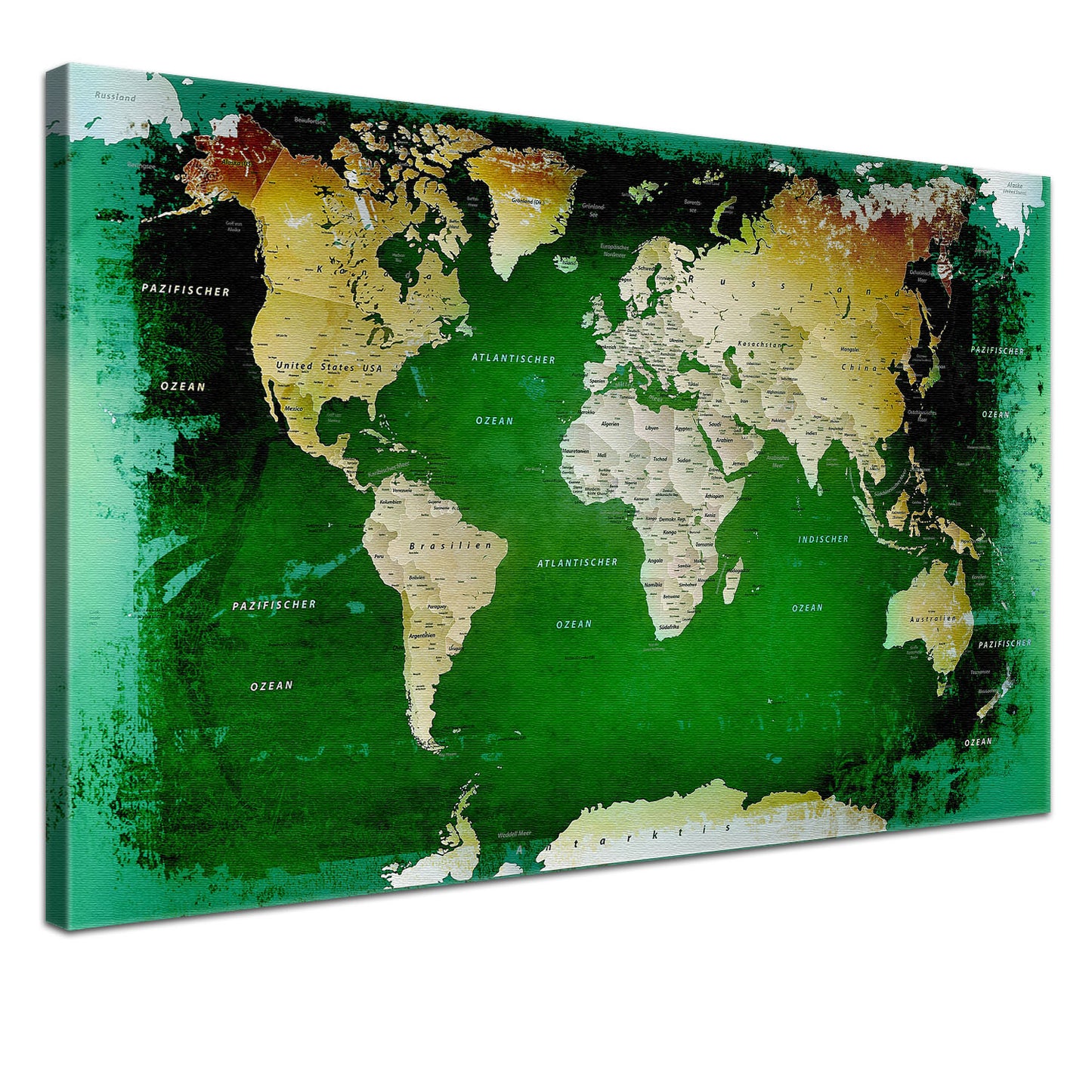 Pinnwand - Weltkarte Grün - WELTKARTEN24
