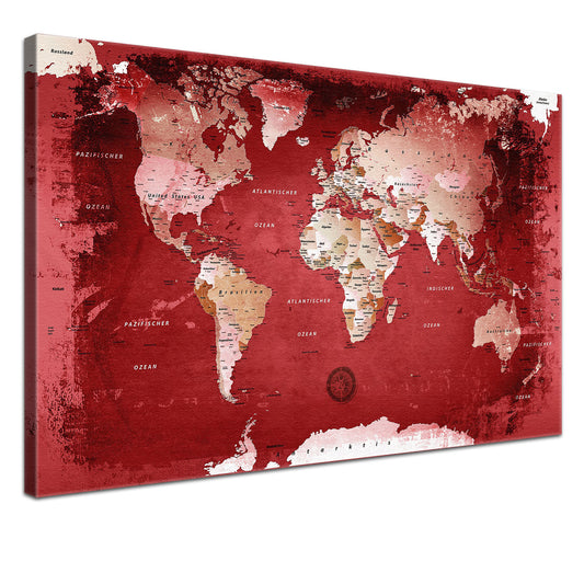 Pinnwand - Weltkarte Red - WELTKARTEN24