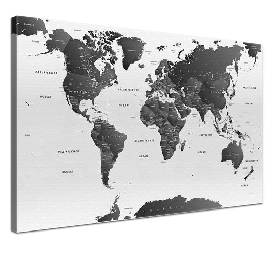 Weltkarte schwarze Tinte Acrylglas - Schwarz Weiß - Beliebte Themen