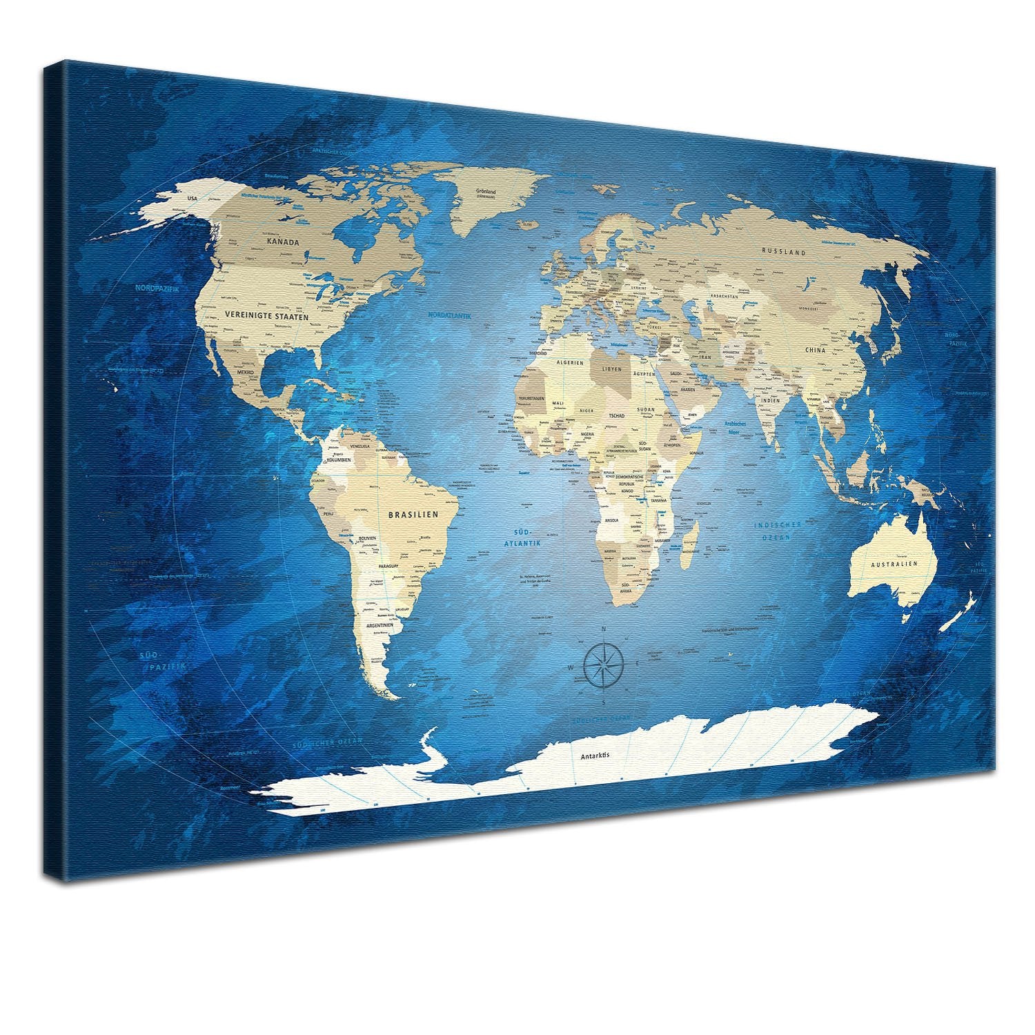 Pinnwand - Weltkarte Blue Ocean - WELTKARTEN24
