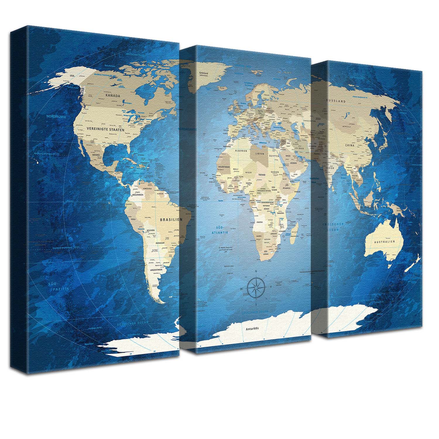Pinnwand - Weltkarte Blue Ocean - WELTKARTEN24