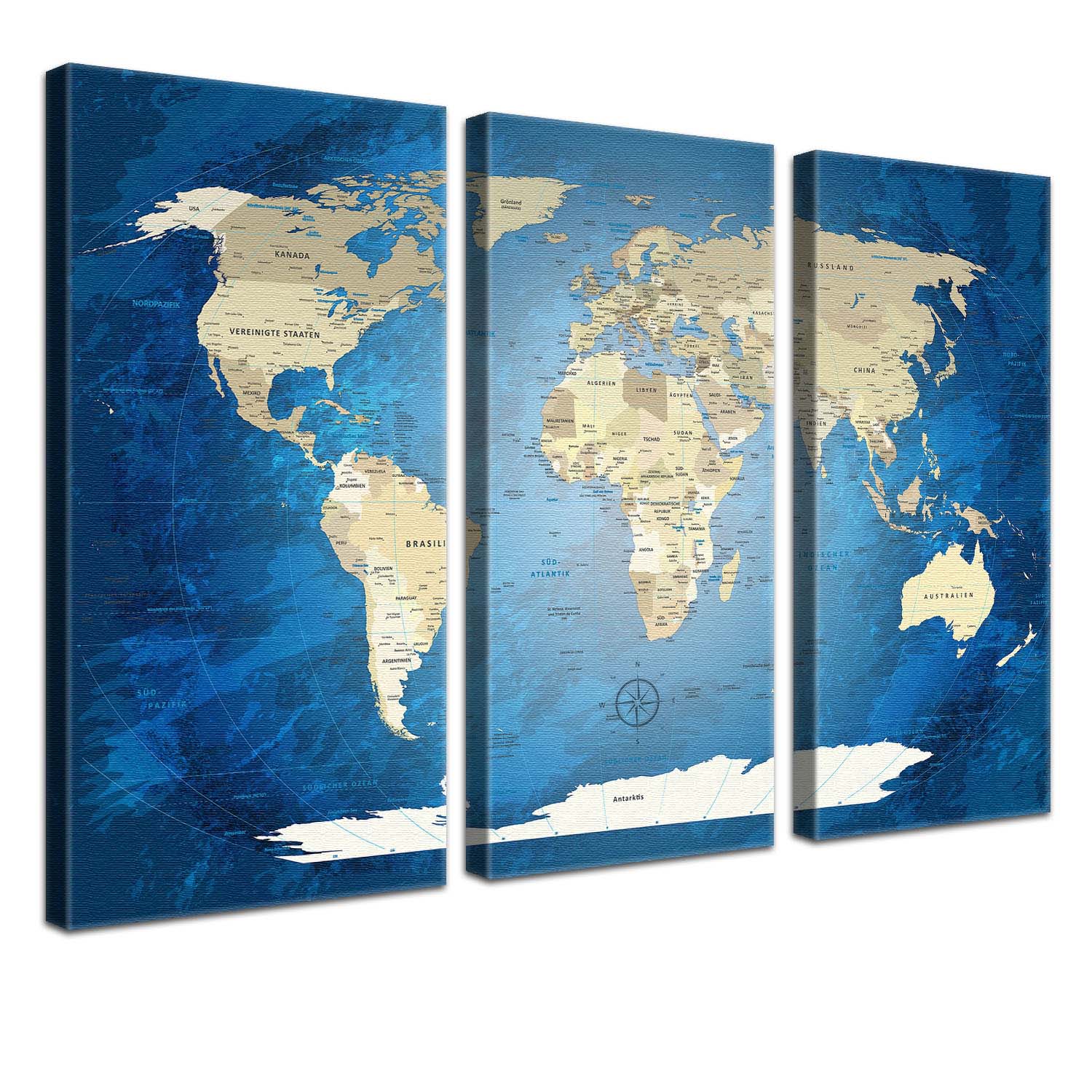 Pinnwand - Weltkarte Blue Ocean - WELTKARTEN24