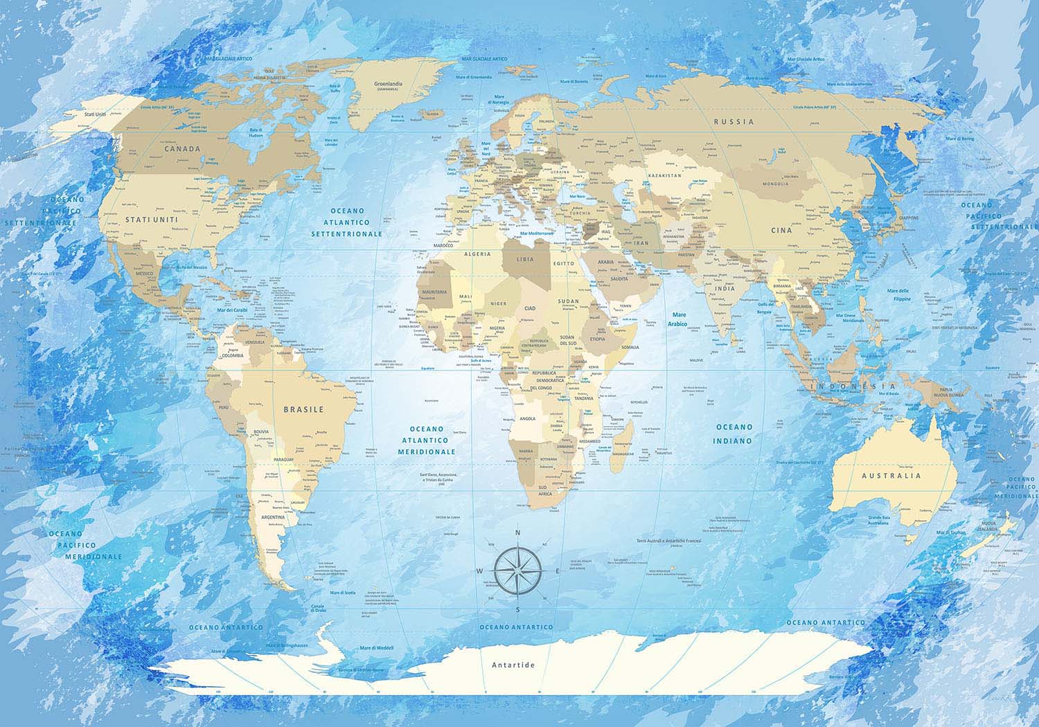 Premium Poster - World Map Frozen - WELTKARTEN24